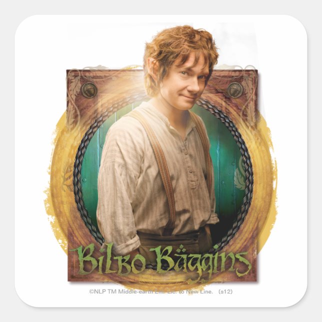 BILBO BAGGINS™ Zeichen mit Namen Quadratischer Aufkleber (Vorderseite)