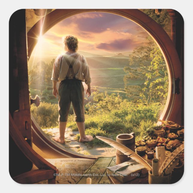BILBO BAGGINS™ Zurück in Shire Collage Quadratischer Aufkleber (Vorderseite)