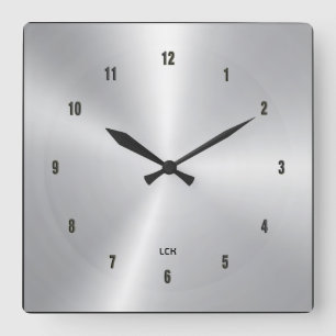 Bild auf silberfarbenem metallischem Hintergrund Quadratische Wanduhr