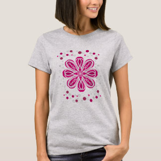 Bild der Abstrakten Rot-Weiß-Blume mit Punkten T-Shirt