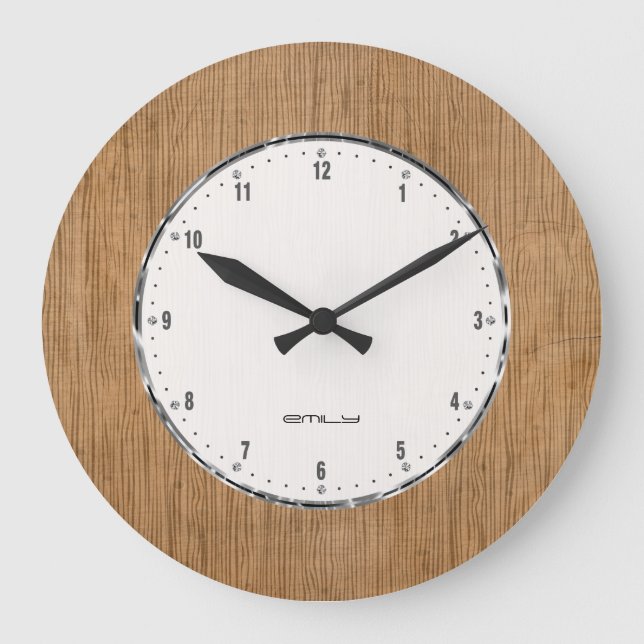 Bild der braunen hölzernen Beschaffenheit mit Große Wanduhr (Vorderseite)