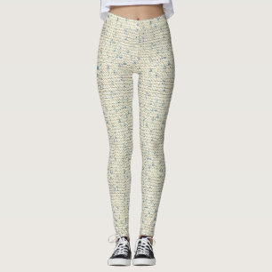 Bild der Creme und Blau strickt Strumpfband-Stich Leggings