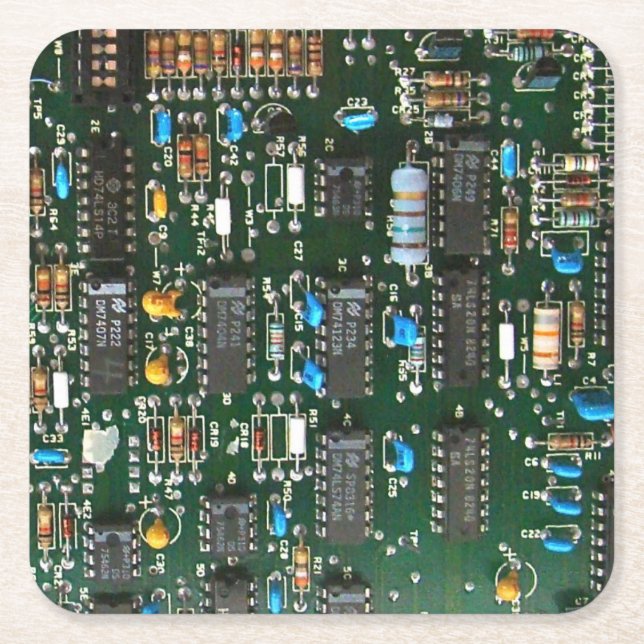 Bild der elektronischen Leiterplatte Rechteckiger Pappuntersetzer (Vorderseite)