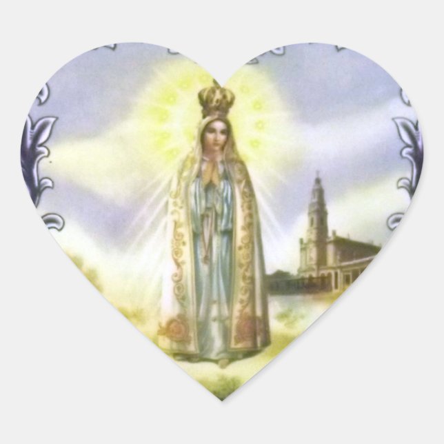 Bild der Erscheinung Unsere Frau von Fatima Herz-Aufkleber (Vorderseite)
