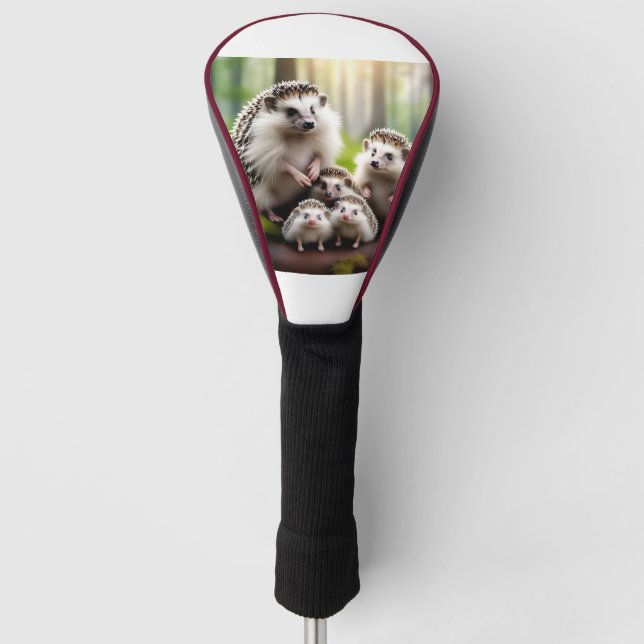 Bild der Igel-Familie mit auf der Kopfabdeckung de Golf Headcover (Vorderseite)