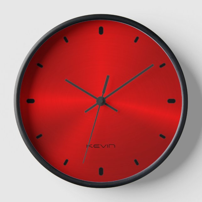 Bild der schmalen, roten, metallischen Texturuhr Uhr (Vorderseite)