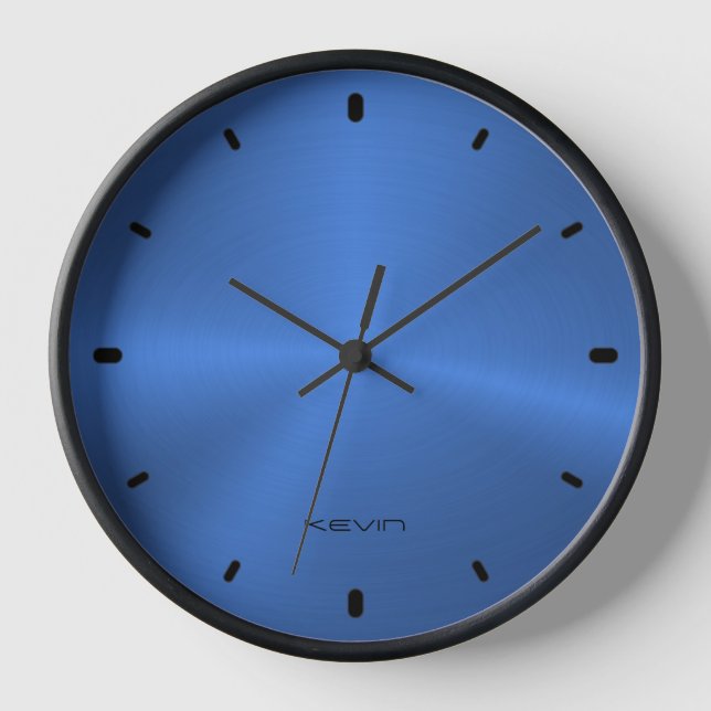 Bild der Shiny Blue Metallic Texture Clock Uhr (Vorderseite)