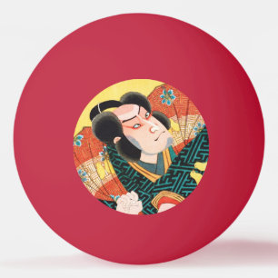 Bild des Kabuki-Schauspielers auf dem Falten Fan U Tischtennisball
