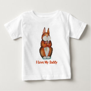 Bild des lächelnden niedlichen braunen baby t-shirt