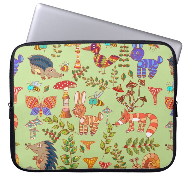 Bild des Waldlebens. Flora und Fauna. Vinta Laptopschutzhülle (Vorderseite)