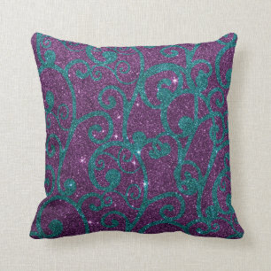 Bild des Wirblen Lila und Türkis-Glitters Kissen