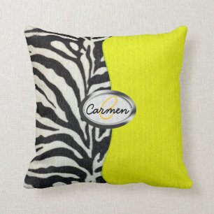 Bild des Zebradruckes und des gelben Kissen
