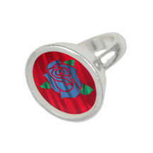 Bild einer blauen Rose mit rotem Hintergrund