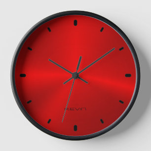Bild einer glänzenden roten Metallstruktur-Uhr Uhr