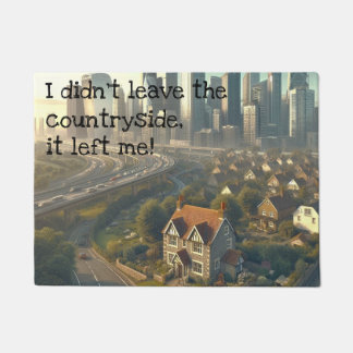 Bild einer niedlichen Hütte mit einer Stadt in der Fußmatte