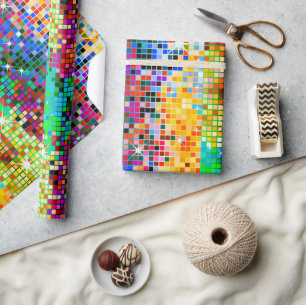 Bild eines farbenfrohen Disco-Glitzer Geschenkpapier