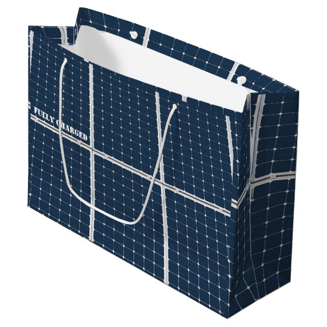 Bild eines solaren Powers lustig Große Geschenktüte (Vorderseite Schrägansicht)