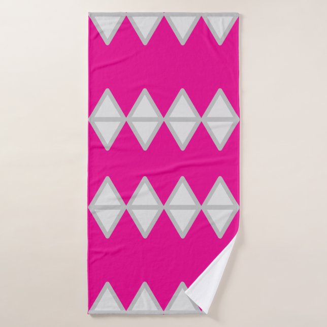 Bild-Geometrie in Rosa und Weiß Badhandtuch Set (Badehandtuch)