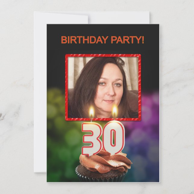 Bild hinzufügen, 30. Geburtstag Party Einladung (Vorderseite)