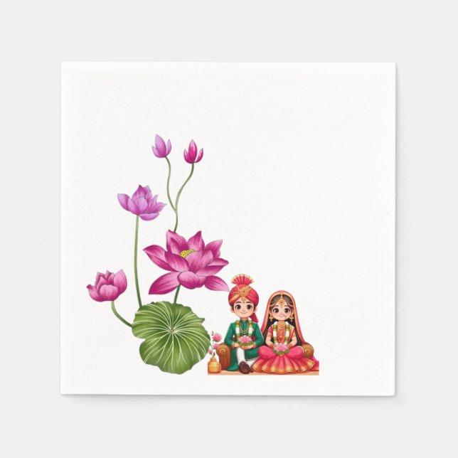 Bild Lotus, Braut und Bräutigam Serviette (Vorderseite)