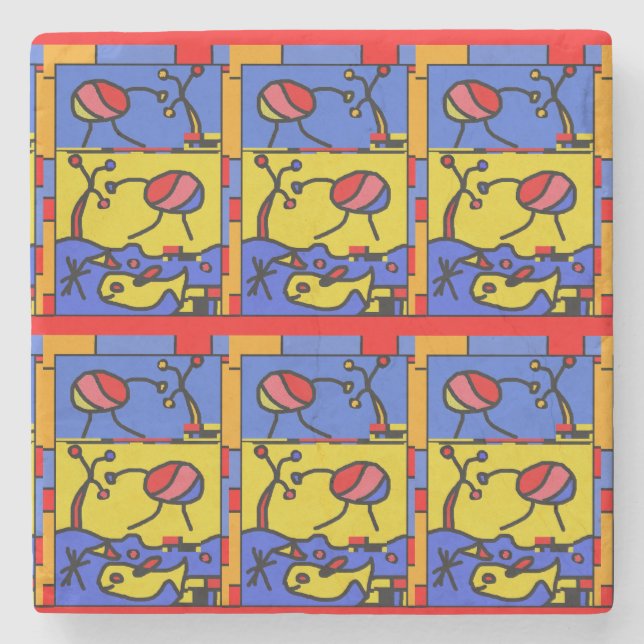 Bild mit der modernen Fischkunst Steinuntersetzer (Vorderseite)