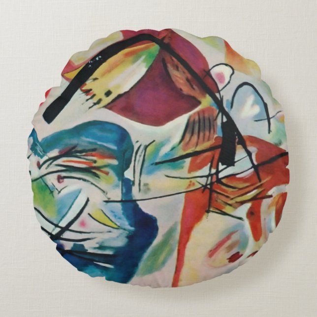 Bild mit einem schwarzen Bogen Wassily Kandinsky Rundes Kissen (Vorderseite)