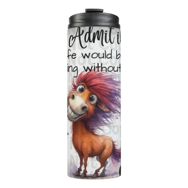 🐴 BILD MIT IHM, DIE ÜBER DIE THERMISCHE TASTE NAC THERMOSBECHER (Vorderseite)