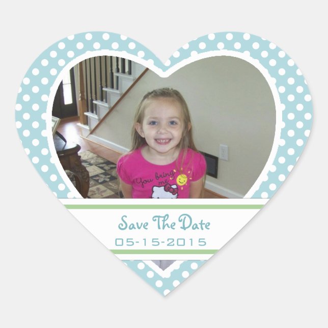 Bild: Polka-dot Herz: Save the Date Stickers (Vorderseite)