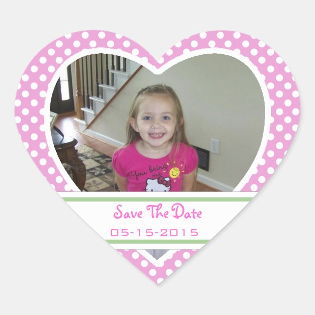 Bild: Polka-dot Herz: Save the Date Stickers (Vorderseite)