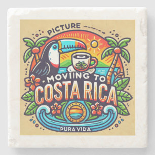 Bild Umzug nach Costa Rica Marmor Untersetzer