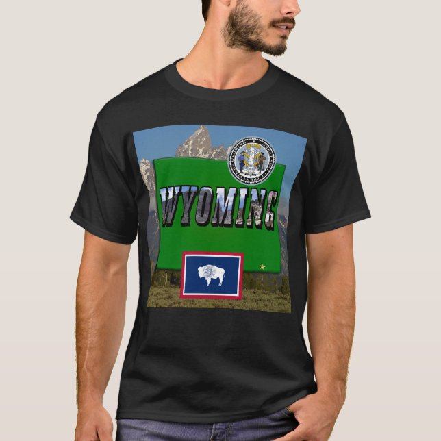 Bild und Text, Karte, Flag & Staat Siegel T-Shirt (Vorderseite)