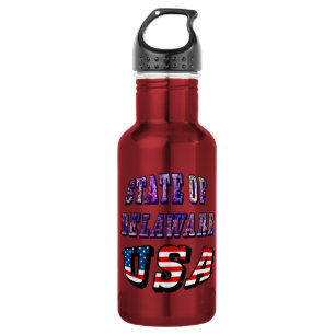 Bild vom Staat Delaware und Text der USA-Flagge Edelstahlflasche