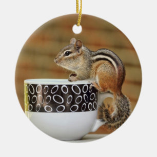 Bild von Chipmunk mit Latte Kaffeetasse Keramik Ornament