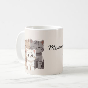 Bild von drei Katzen, Zwillinge, Kaffeetasse
