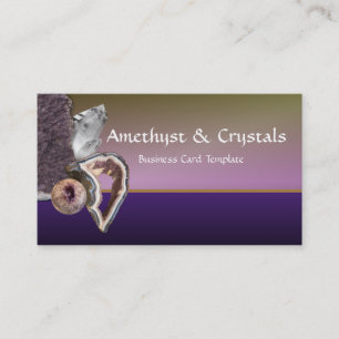 Bild von rohen Amethyst- und Quarzkristallen Visitenkarte