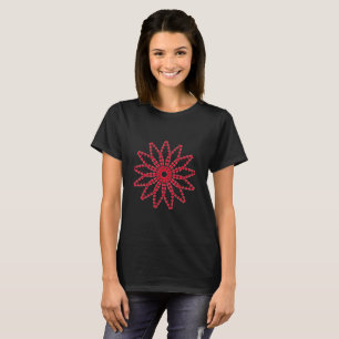 Bild von roter Blumenumrandung mit Herzen T-Shirt