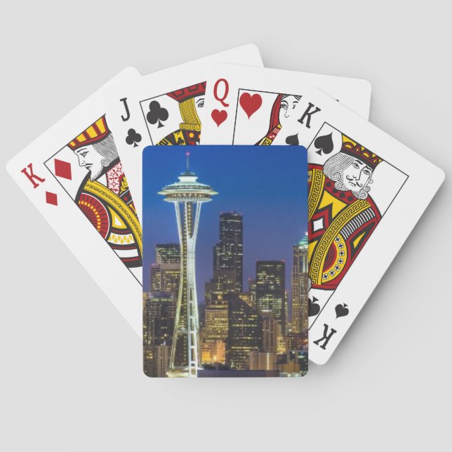 Bild von Seattle Skyline in den Morgenstunden. Spielkarten (Rückseite)