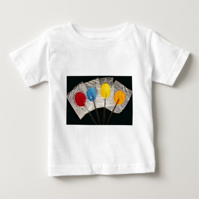 Bild von vier bunten Lutschern Baby T-shirt (Vorderseite)