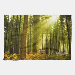 Bild von Wald und Hirsch für Teetuch Geschirrtuch