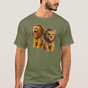 Bild von zwei Löwen, die auf einem T - Shirt sitze