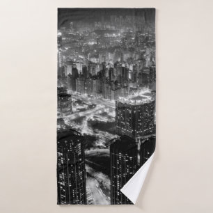 Bildende Kunstfotografie in der Stadt Hongkong im Badehandtuch