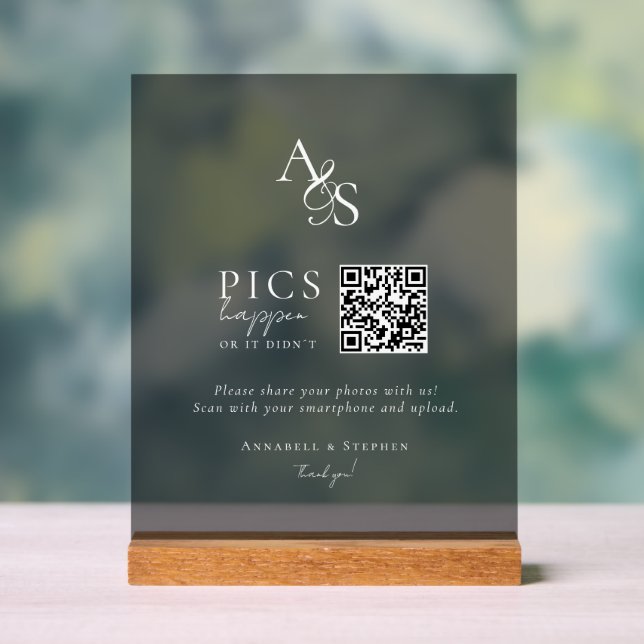 Bilder passieren! Foto, QR-Code, Hochzeit, Dunkel Acrylschild (Neutral)