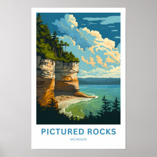 Bilder Rocks Michigan Travel Print Poster