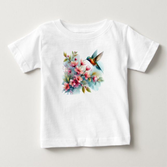 Bilder von Floral/Frühjahr-Kolibris Baby T-shirt (Vorderseite)