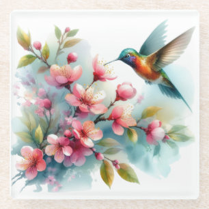 Bilder von Floral/Frühjahr-Kolibris Glasuntersetzer