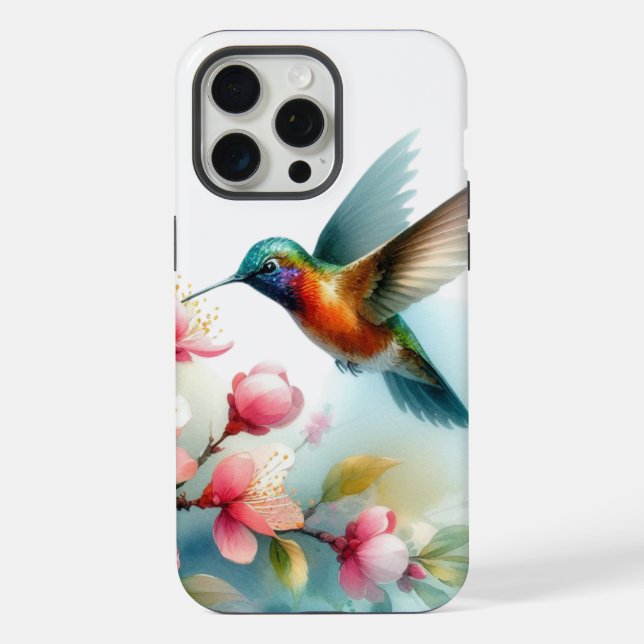 Bilder von Floral/Frühjahr-Kolibris iPhone 15 Pro Max Hülle (Rückseite)