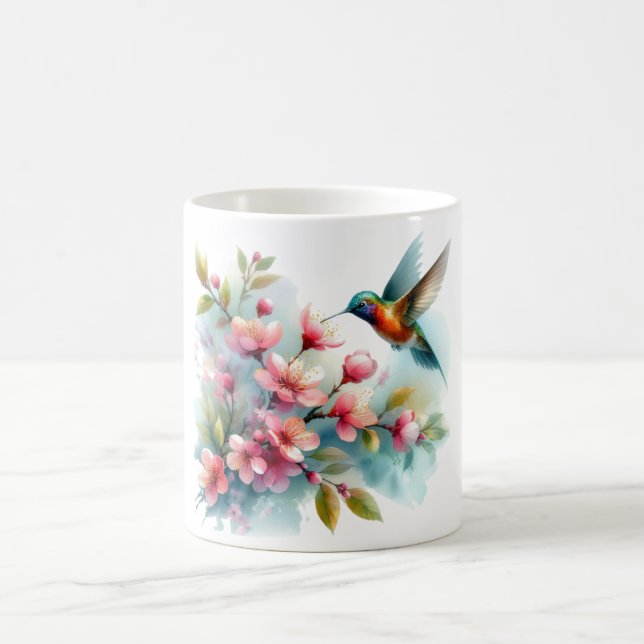 Bilder von Floral/Frühjahr-Kolibris Kaffeetasse (Mittel)