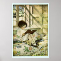 Bilderbücher im Winter Blue Border Poster