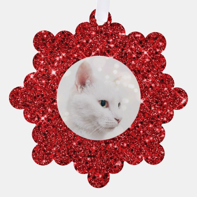 Bilderrahmen für den traditionellen roten Glitzer Ornament Karte (Vorderseite)