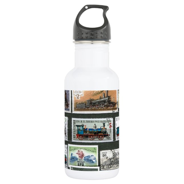 Bildet Eisenbahnlokomotiven 4 aus Edelstahlflasche (Vorderseite)